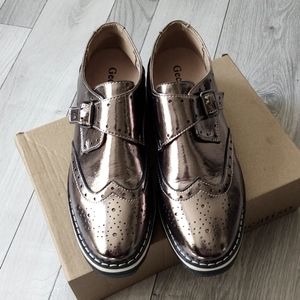 Gecatiso Women's Oxford Platforms Size 8 Pewter